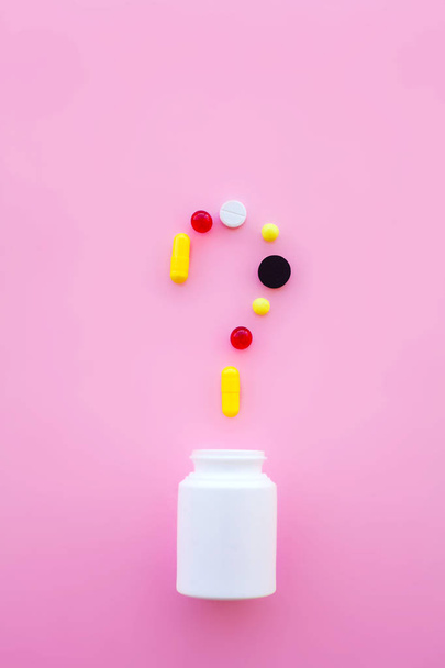 Medical Concept. Pills On Pink Background. Pharmacy Theme, Capsule Pills With Medicine Antibiotic in Packages. - 写真・画像