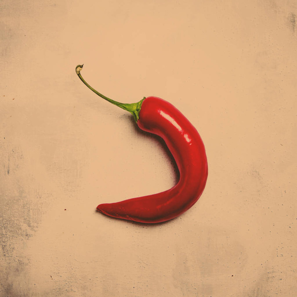 Red hot chili pepper on a gray stone background - Фото, изображение