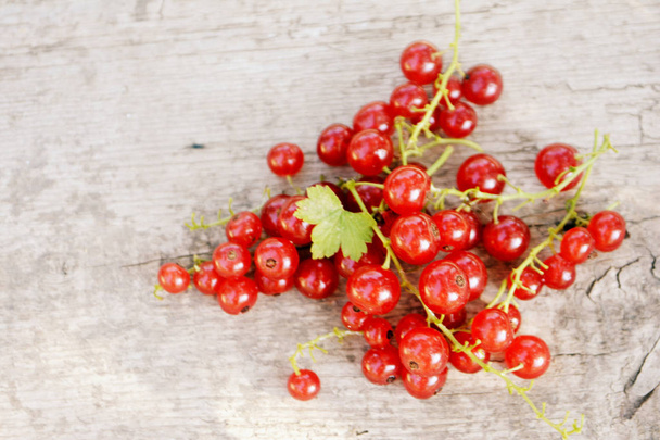 Red currant on wooden background. Summer berry - Valokuva, kuva