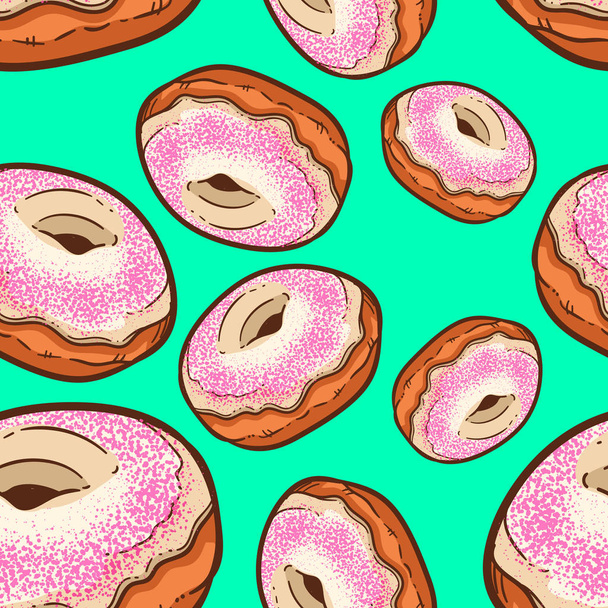 schattig donut naadloze patroon - Vector, afbeelding