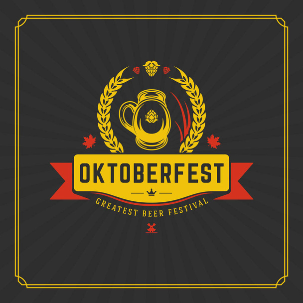 Oktoberfest Greeting card vagy szórólap a textúrázott háttérre. Sör fesztivál ünnepe. - Vektor, kép
