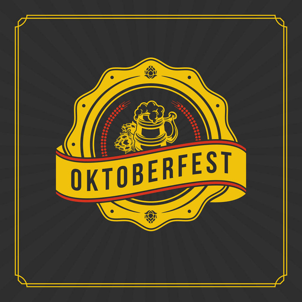 Oktoberfest z życzeniami lub ulotki na teksturowanej tło. Celebracja festiwal piwa. - Wektor, obraz