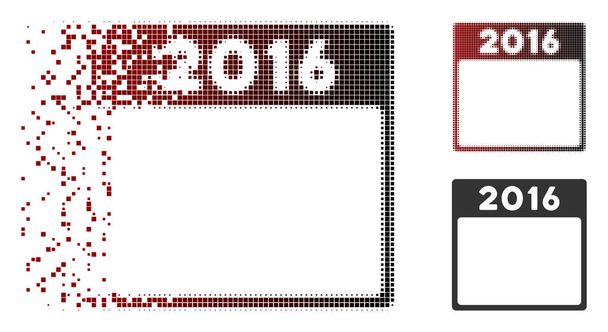 Destruído Pixel Halftone 2016 ano calendário modelo ícone
 - Vetor, Imagem