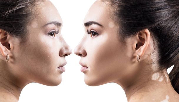 Srovnání portrét mladé ženy s a bez make-upu. - Fotografie, Obrázek