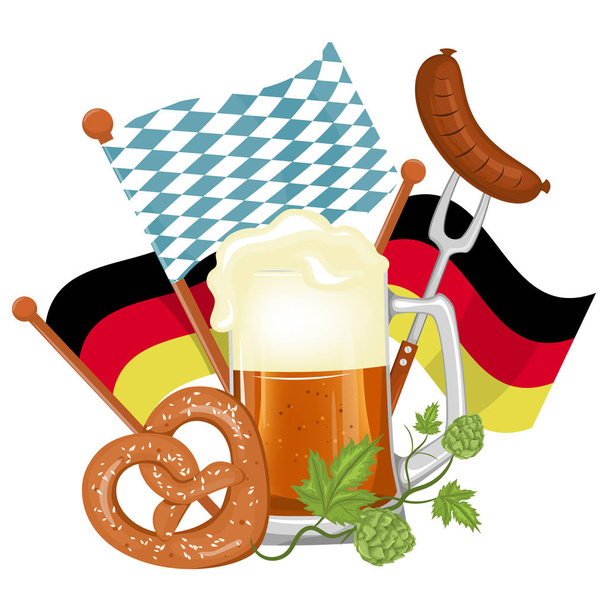 Oktoberfest beer festival. Illustration or poster for feast. - Vector, Image