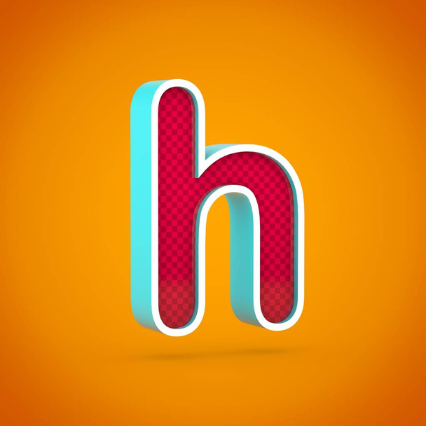 Red letter H lowercase. 3D render red font with carbon fiber texture isolated on hot orange background. - Fotó, kép