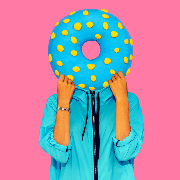 Contemporary art collage. Minimal concept.  Donut lover art - Photo, image