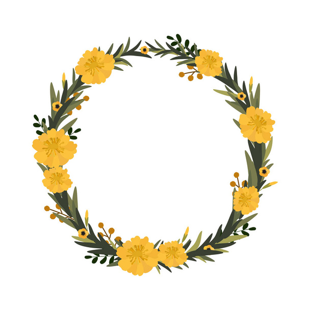 Vector flower wreath. Floral frame for greeting, invitation, wedding cards design. - Vettoriali, immagini