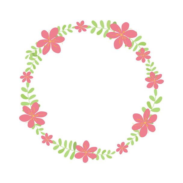 Vector flower wreath. Floral frame for greeting, invitation, wedding cards design. - Vetor, Imagem