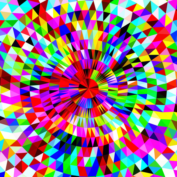 Kirkas Abstrakti monikulmainen tausta, jossa on samankeskiset ympyrät kolmioista. Vektoriesimerkki
. - Vektori, kuva