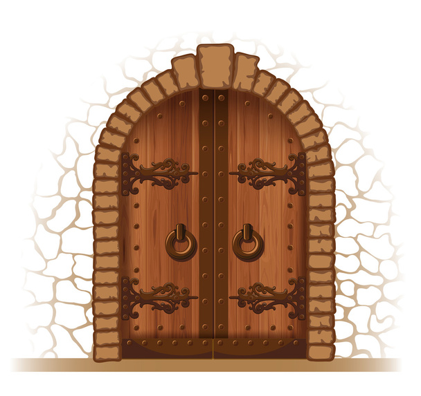 Puerta de madera - Vector, imagen