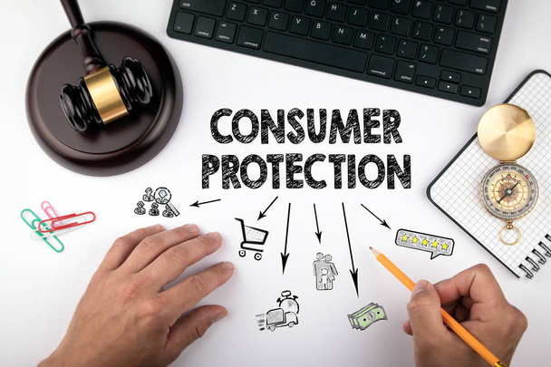 consument bescherming, recht en rechtvaardigheid concept - Foto, afbeelding