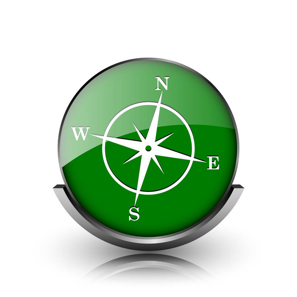 Groen glanzend glanzend pictogram op witte achtergrond - Foto, afbeelding