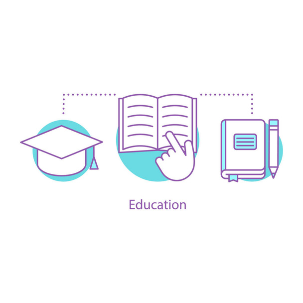 Education concept icon. Gaining knowledge idea thin line illustration. Studying. Homework. School, university. Vector isolated outline drawing - Vektor, obrázek