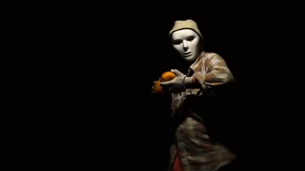Ghost dances with pumpkins on Halloween - Footage, Video