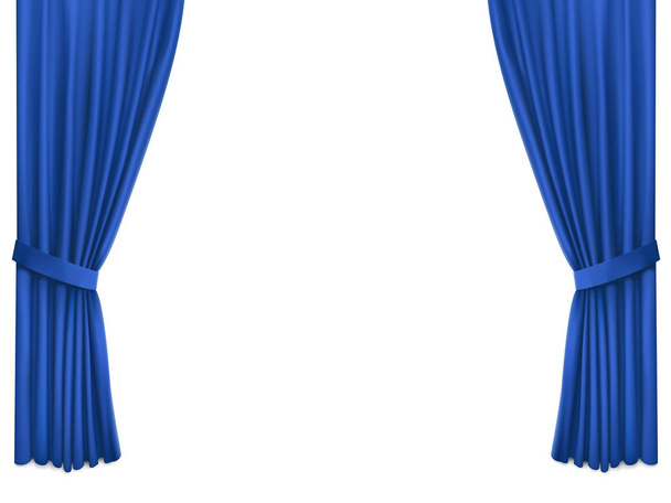 高級ブルー シルク ベルベットのカーテンと背景 - ベクター画像