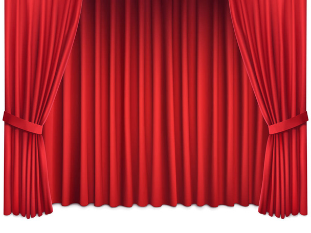 Fondo con cortinas de seda roja escarlata de lujo
 - Vector, Imagen