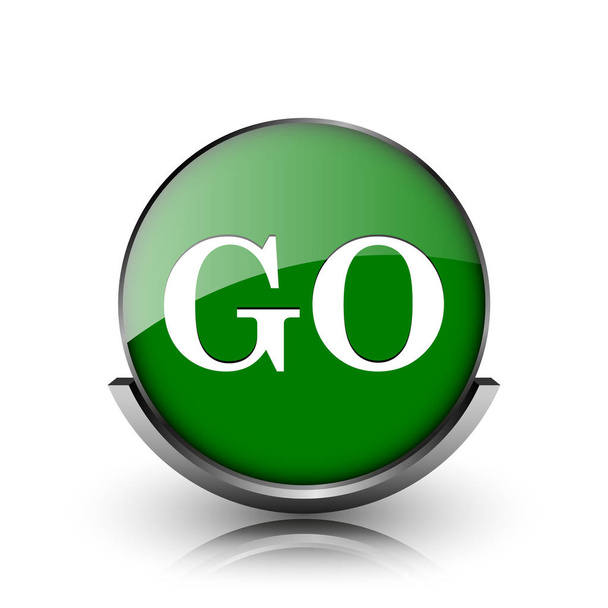 Zelený lesklý lesklý ikona na bílém pozadí - Fotografie, Obrázek