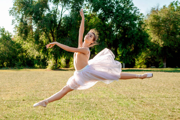 Sensual ballerina on nature in summer - Zdjęcie, obraz