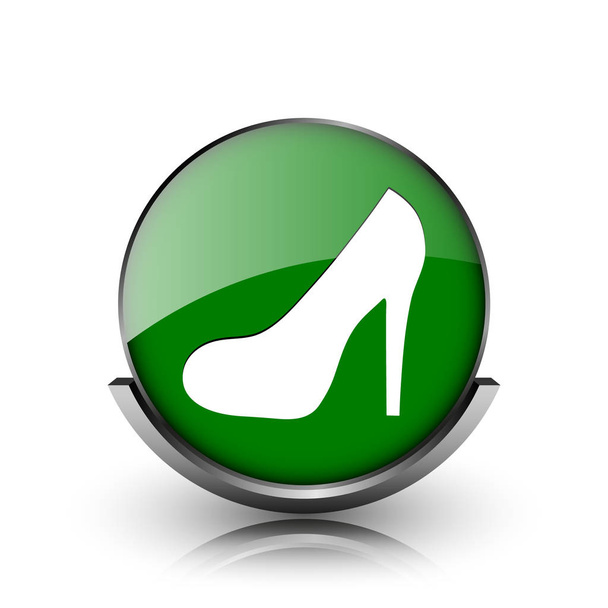 Πράσινο λαμπερό γυαλιστερό εικονίδιο σε λευκό φόντο - Φωτογραφία, εικόνα