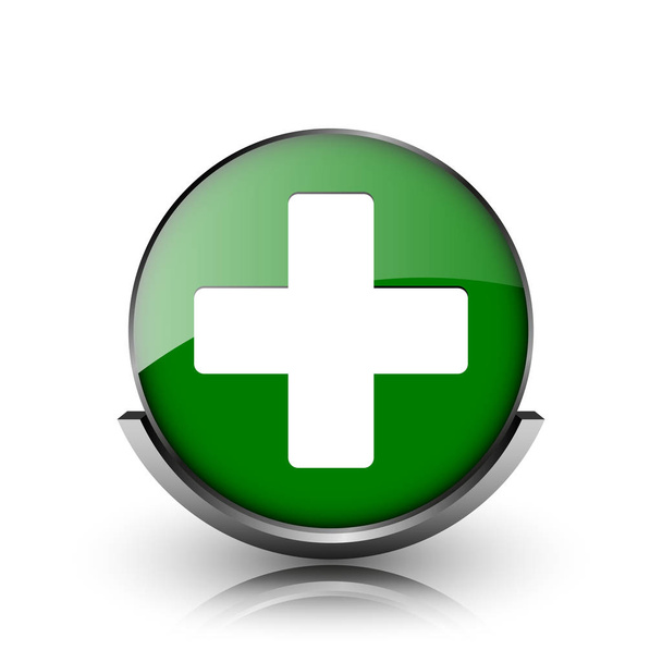 Green shiny glossy icon on white background - Photo, Image