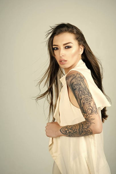 Tattoo painting on woman hand, fashion - Фото, изображение