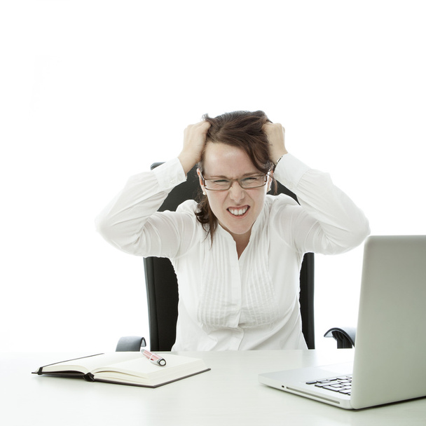 young brunette business woman with glasses frustrated - Photo, Image