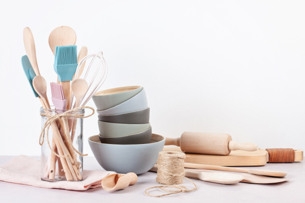 Various kitchen utensils. Recipe cookbook and cooking classes concept - Foto, imagen