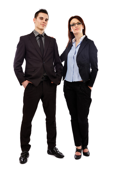Young business partners looking at camera in full length pose - Photo, Image