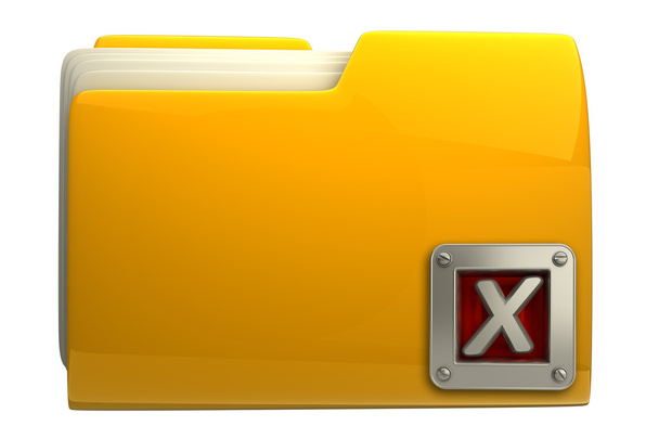 yellow folder with delete mark - Fotó, kép