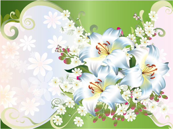 Beautiful vector illustration with flowers - Wektor, obraz