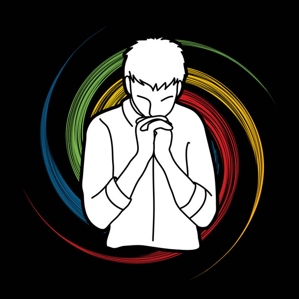 Молитва, христианская молитва, Спасибо БОГ графический вектор
 - Вектор,изображение