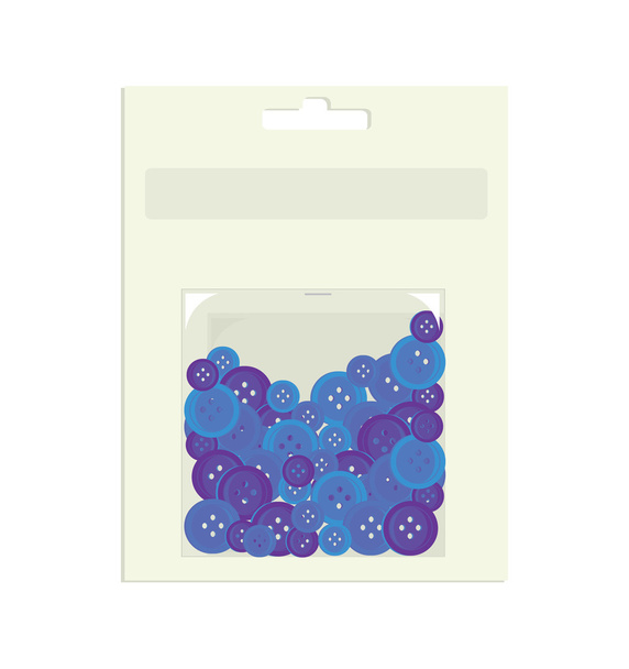 Bottoni blu nel contenitore di imballaggio
 - Vettoriali, immagini