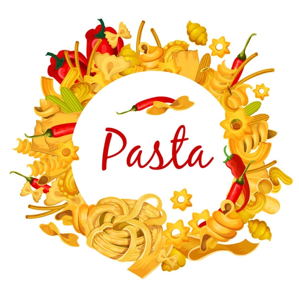 Italian pasta with chili pepper vector poster - Vector, Image