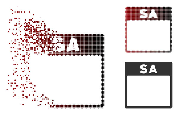 gebrochener Pixel an einem Samstag Kalenderseite Symbol - Vektor, Bild