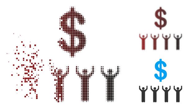 Fragmented Pixel Halftone Dollar Religion Icon - Vector, Image