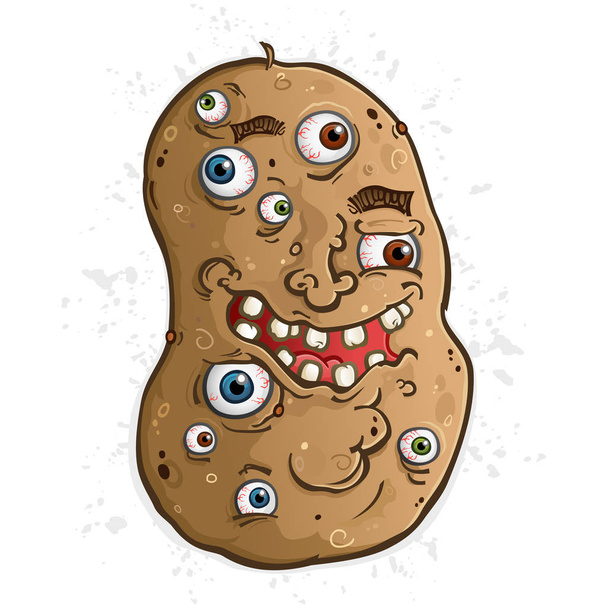 Een verontrustende aardappel bedekt met Squishy natte oogbollen - Vector, afbeelding