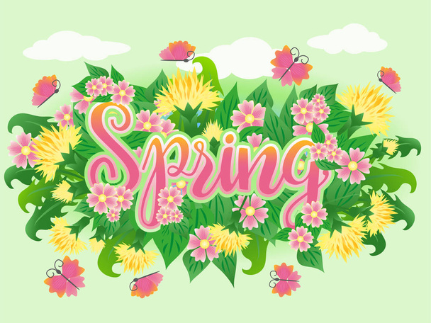 Spring time season  card, vector illustration - Vector, Image