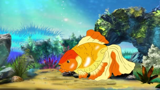 Peixe-dourado a flutuar no aquário. Animação artesanal, looped motion graphic
. - Filmagem, Vídeo