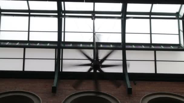 Ceiling electrical fan in market hall, stock footage - Footage, Video