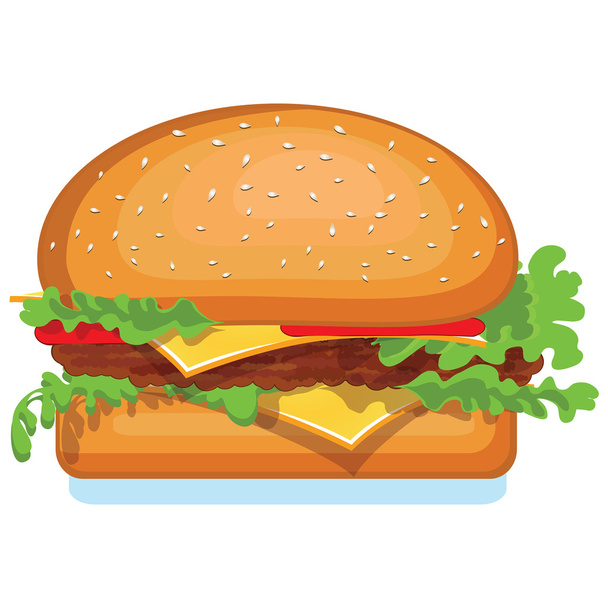 白で隔離されたハンバーガー - ベクター画像