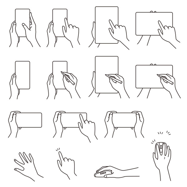 gestes de la main 03, smartphone, tablette PC, jeu de fichiers vectoriels
 - Vecteur, image