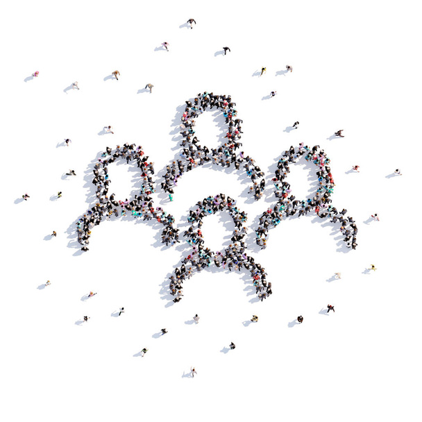 A lot of people form people, business, idea, icon . 3d rendering. - Photo, Image