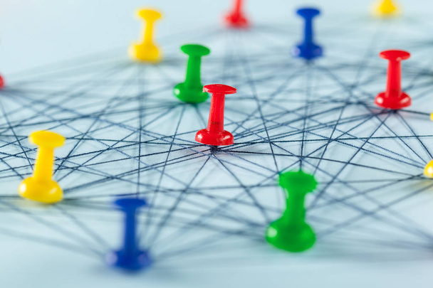 Network with colorful pins - Фото, зображення