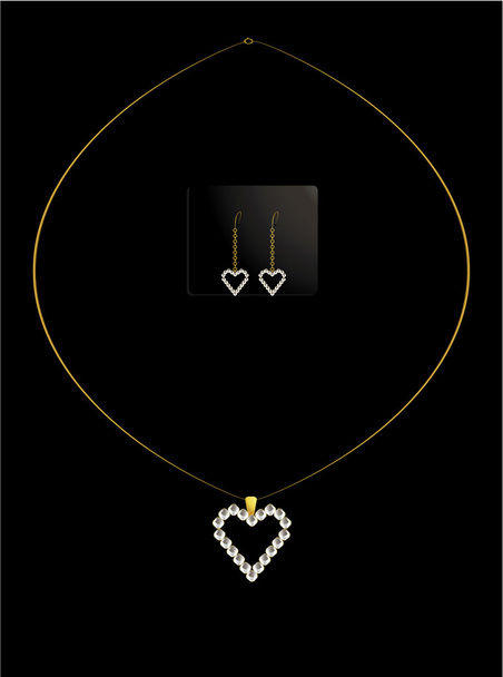Elegant heart necklace set 1 - Vector, Image