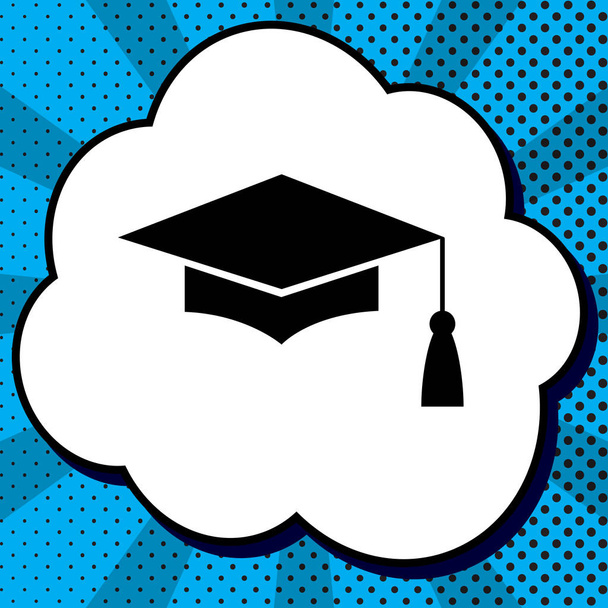 モルタル ボードまたは卒業の帽子、教育のシンボル。ベクトル。ブラック  - ベクター画像