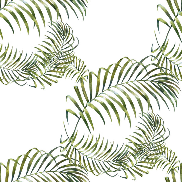 Watercolor illustration of leaf, seamless pattern on white background - Φωτογραφία, εικόνα