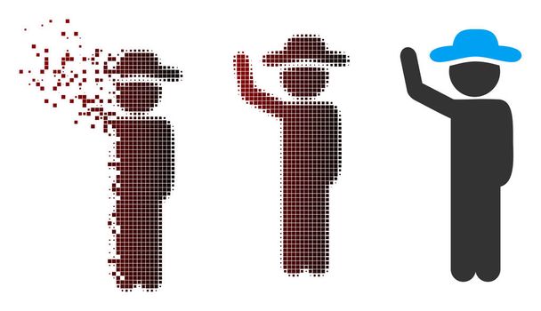 Kaputte Pixel-Halfone Gentleman-Tramper-Ikone - Vektor, Bild