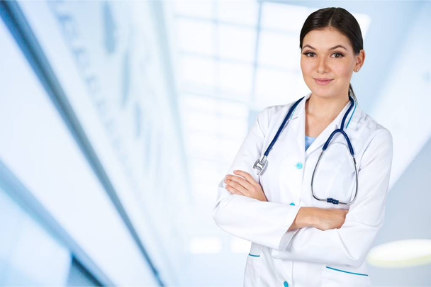 Woman doctor with stethoscope  - Фото, зображення