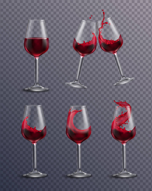 Conjunto de copo de vinho realista
 - Vetor, Imagem